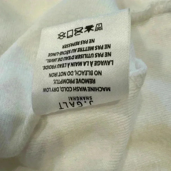 John Galt white short sleeve cropped tee with embroidered flowers on front. - Picture 7 of 10